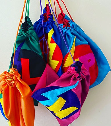 superhero drawstring bags